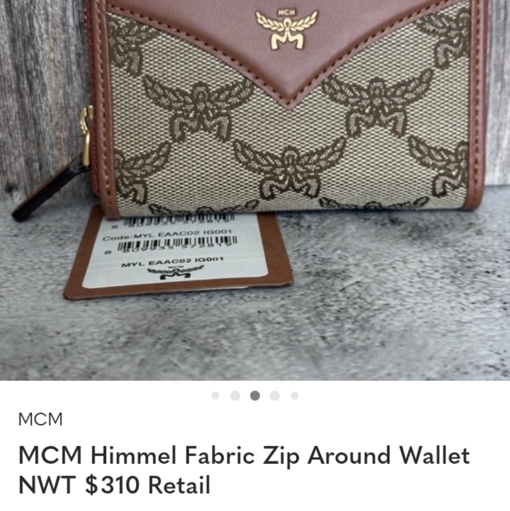 MCM Himmel Fabric Zip Around Brown Wallet New $310 Retail - Picture 5 of 5